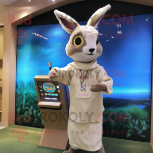 Cream Kangaroo mascot costume character dressed with a Cover-up and Digital watches