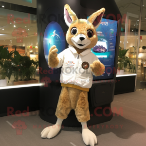 Cream Kangaroo mascot costume character dressed with a Cover-up and Digital watches