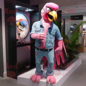 Pink Parrot maskot kostume...