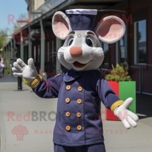 Navy Ratatouille mascot costume character dressed with a Henley Shirt and Mittens