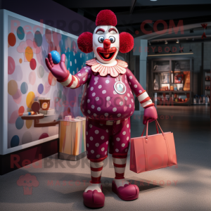 Maroon Clown mascot costume character dressed with a Swimwear and Handbags