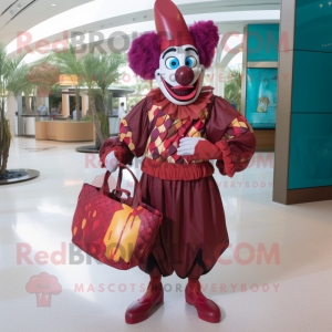 Maroon Clown mascot costume character dressed with a Swimwear and Handbags