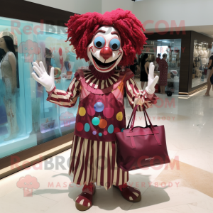 Maroon Clown mascot costume character dressed with a Swimwear and Handbags