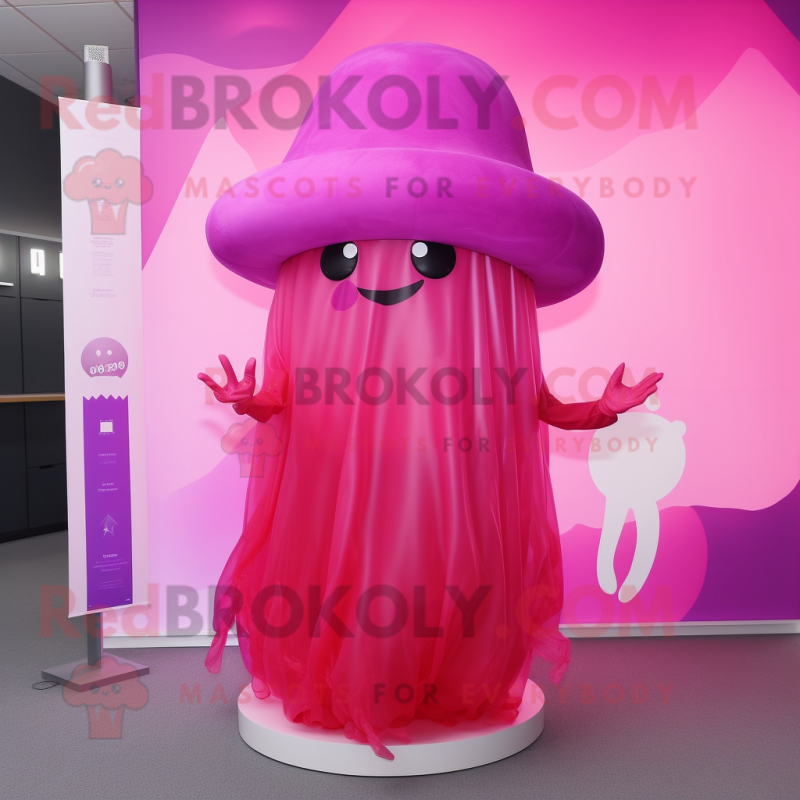 Magenta Jellyfish mascot costume character dressed with a Sheath Dress and Hats Magenta Jellyfish mascot costume character dressed with a Sheath Dress and Hats
