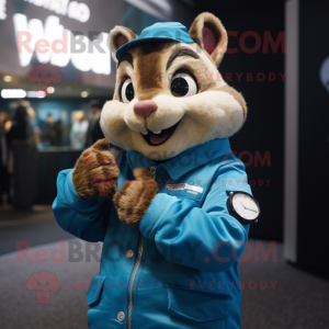 Cyan Chipmunk maskotdräkt...