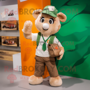 Tan Irish Flag mascot costume character dressed with a Cargo Shorts and Coin purses