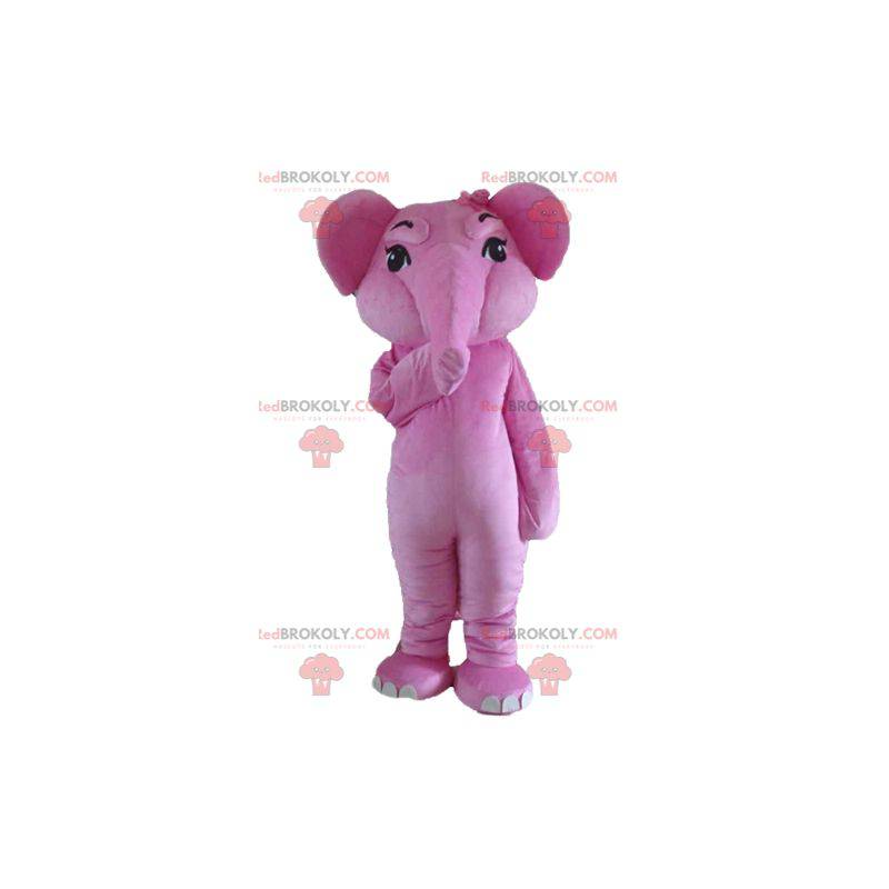 Jätte- och helt anpassningsbar rosa elefantmaskot -