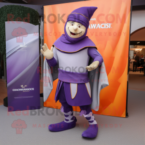 Lavender Swiss Guard mascot costume character dressed with a Joggers and Shawls