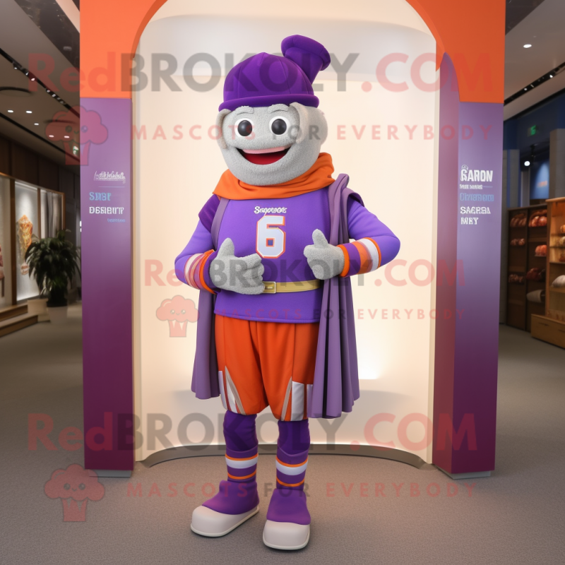 Lavender Swiss Guard mascot costume character dressed with a Joggers and Shawls