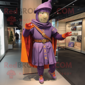 Lavender Swiss Guard mascot costume character dressed with a Joggers and Shawls