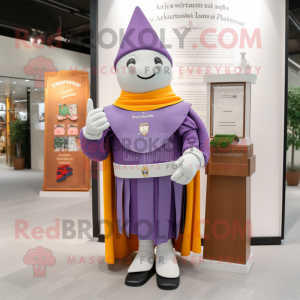 Lavender Swiss Guard mascot costume character dressed with a Joggers and Shawls