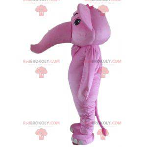 Mascotte elefante rosa gigante e completamente personalizzabile