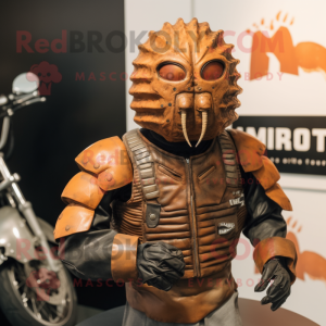 Rust Trilobite mascot costume character dressed with a Moto Jacket and Cufflinks