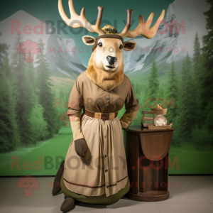 Tan Irish Elk mascot costume character dressed with a Culottes and Cummerbunds