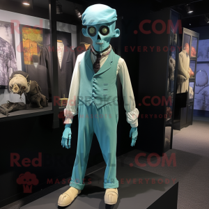 Cyan Undead maskot drakt...