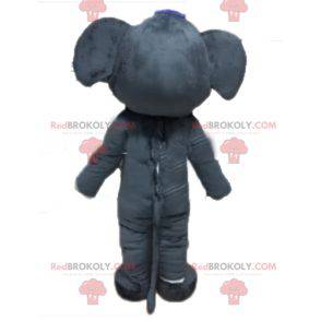 Mascotte elefante grigio gigante e completamente