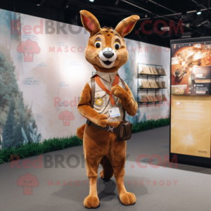 Brown Roe Deer mascot costume character dressed with a Mom Jeans and Coin purses