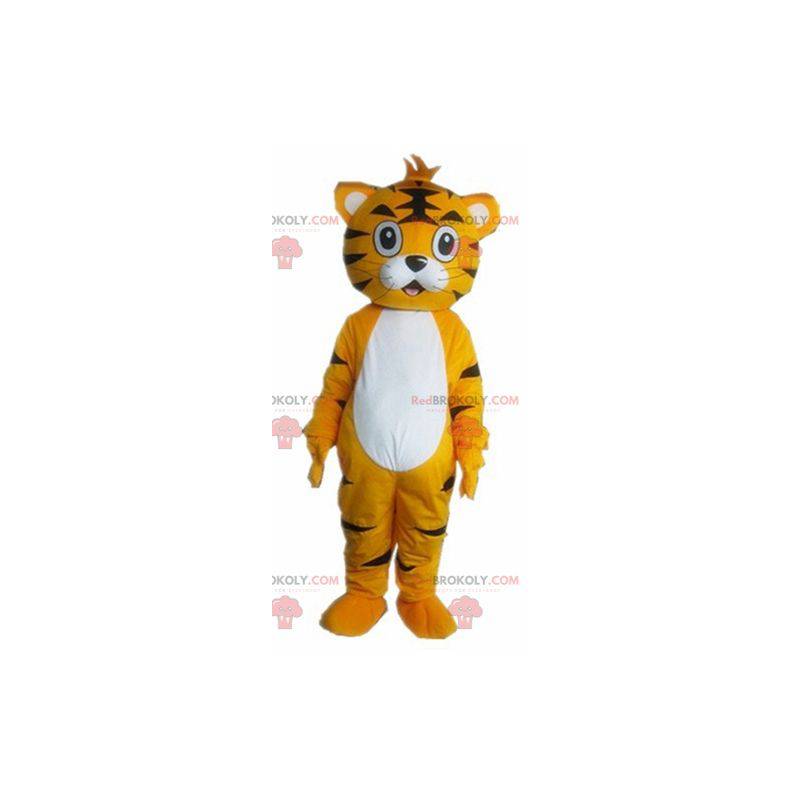 Oranje witte en zwarte katachtige tijger mascotte -