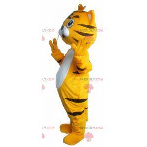 Mascotte de tigre de félin orange blanc et noir - Redbrokoly.com