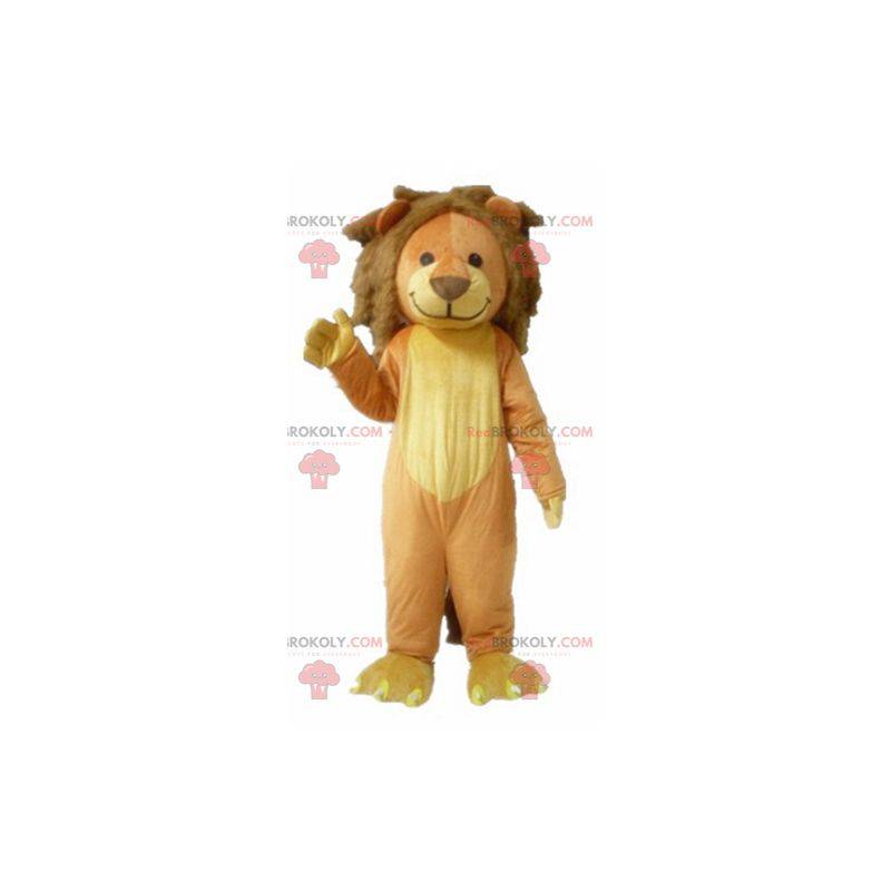 Mascota león marrón y amarillo suave y lindo - Redbrokoly.com