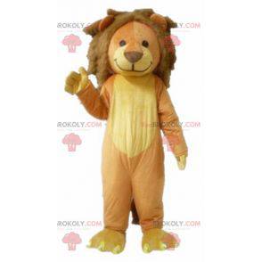 Mascotte de lion marron et jaune doux et mignon - Redbrokoly.com