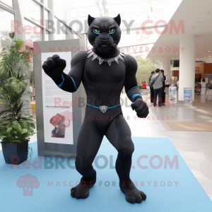 Sort Panther maskot kostume...