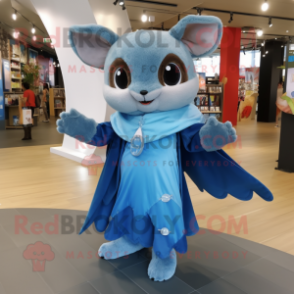 Blue Flying Squirrel mascot costume character dressed with a Wrap Dress and Anklets