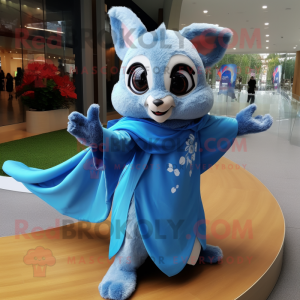 Blue Flying Squirrel mascot costume character dressed with a Wrap Dress and Anklets