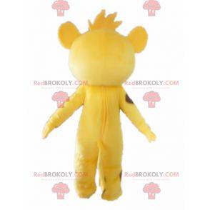 Mascot small yellow white and brown tiger touching -