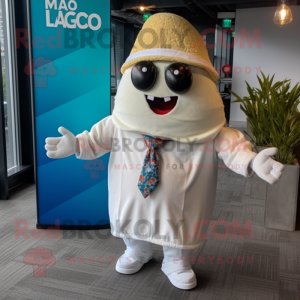 White Tacos mascot costume character dressed with a Playsuit and Pocket squares