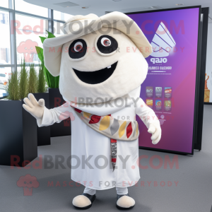 White Tacos mascot costume character dressed with a Playsuit and Pocket squares