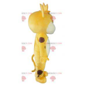 Mascot pequeño tigre blanco y marrón amarillo tocando -