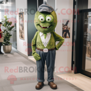 Olive Attorney mascot costume character dressed with a Boyfriend Jeans and Anklets