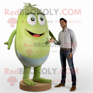 Olive Attorney mascot costume character dressed with a Boyfriend Jeans and Anklets