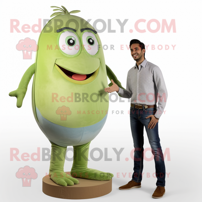 Olive Attorney mascot costume character dressed with a Boyfriend Jeans and Anklets Olive Attorney mascot costume character dressed with a Boyfriend Jeans and Anklets