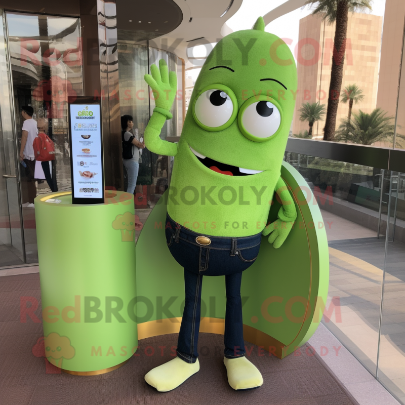 Olive Attorney mascot costume character dressed with a Boyfriend Jeans and Anklets