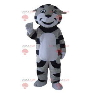 Szary, czarno-biały pręgowany kot tygrys maskotka -