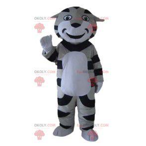 Gray black and white tabby cat tiger mascot - Redbrokoly.com
