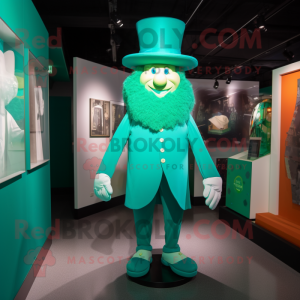Cyan Leprechaun Hat maskot...