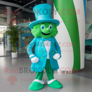 Cyan Leprechaun Hat maskot...