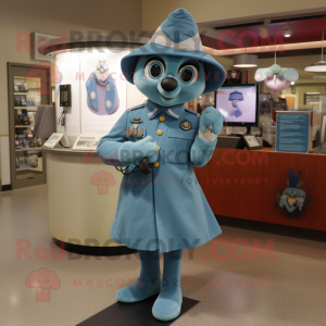 Teal Air Force Soldier mascot costume character dressed with a Shift Dress and Coin purses