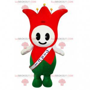 Mascote do bobo da corte vermelho e verde do rei das tulipas -