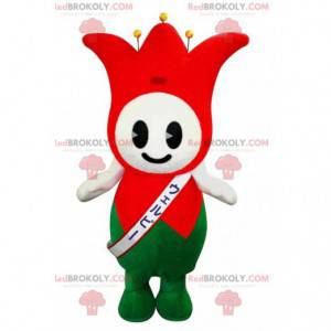 Maskot červený a zelený šašek krále tulipánů - Redbrokoly.com