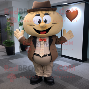 Tan Heart maskot kostume...