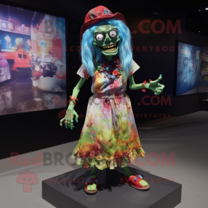 nan Zombie mascot costume character dressed with a Maxi Skirt and Shoe clips