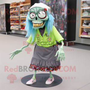 nan Zombie mascot costume character dressed with a Maxi Skirt and Shoe clips