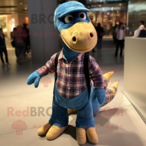 nan Diplodocus mascot costume character dressed with a Flannel Shirt and Keychains