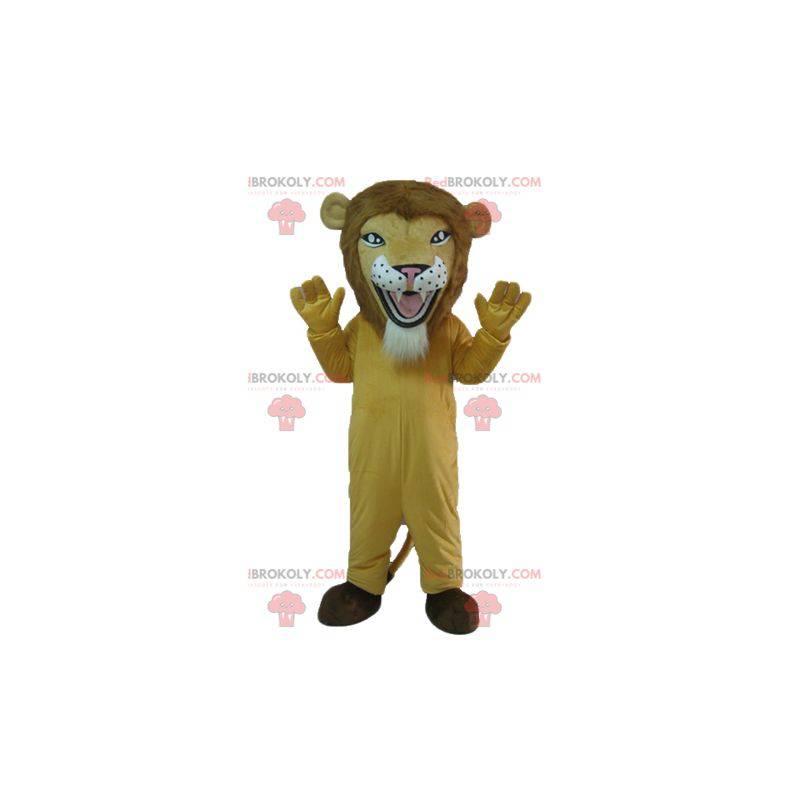 Maskot beige løve tiger ser hård ud - Redbrokoly.com