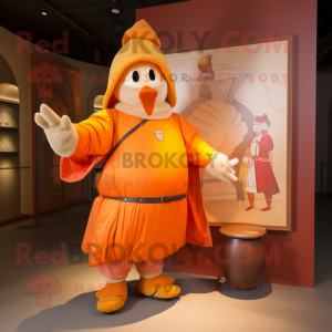 Peach Swiss Guard mascot costume character dressed with a Parka and Cummerbunds