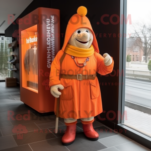 Peach Swiss Guard mascot costume character dressed with a Parka and Cummerbunds